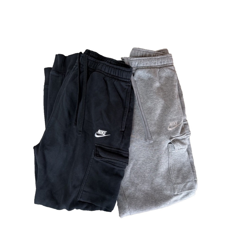 Nike Men's Club Fleece Cargo Joggers Sz M Lot of TWO Black and Grey